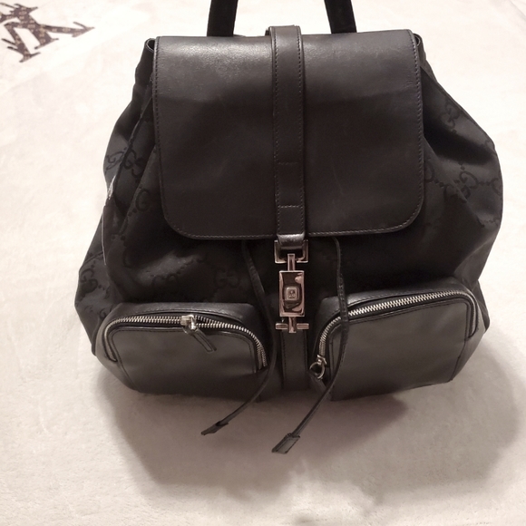 Authentic Gucci Jackie Canvas/ Leather Backpack (unisex) - Picture 1 of 9